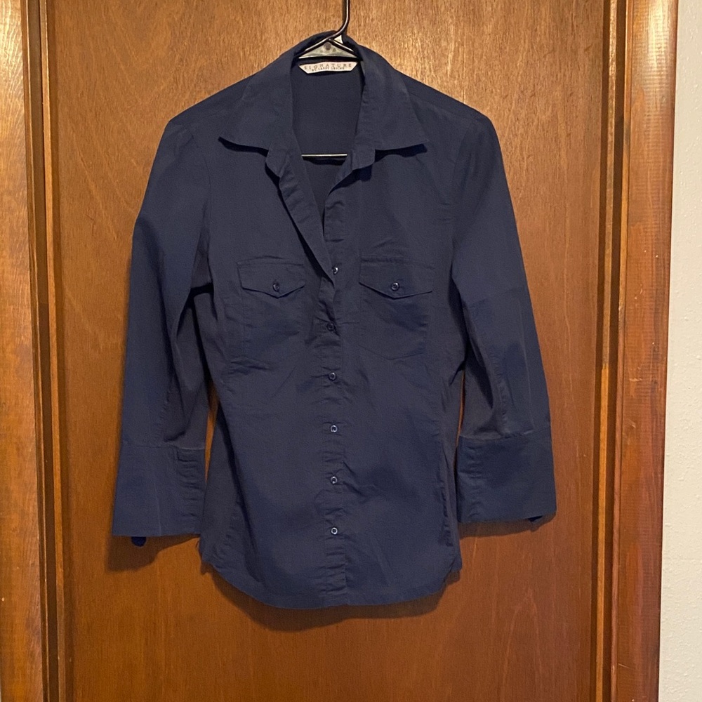 Signature by Larry Levine Dark Blue Blouse